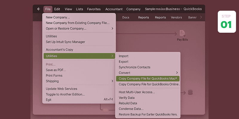 How to Convert QuickBooks PC or Windows to Mac OS - Step 1